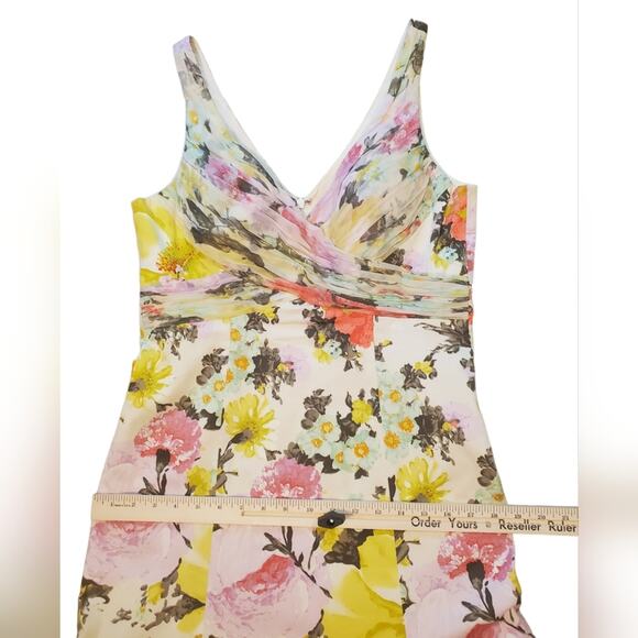 RICKIE FREEMAN for TERI JON Floral Cotton Dress Sz 10 has a lining flaw - Picture 4 of 13